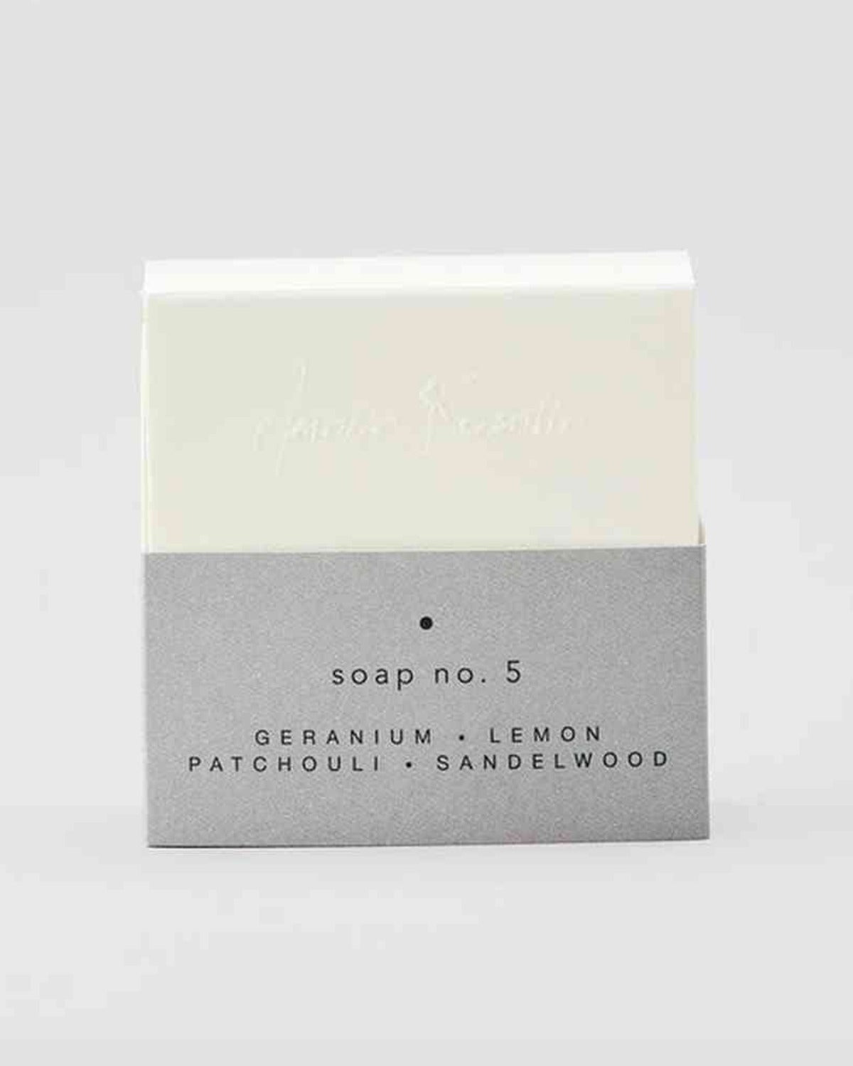 Savon n° 5 – géranium, citron, patchouli, santal